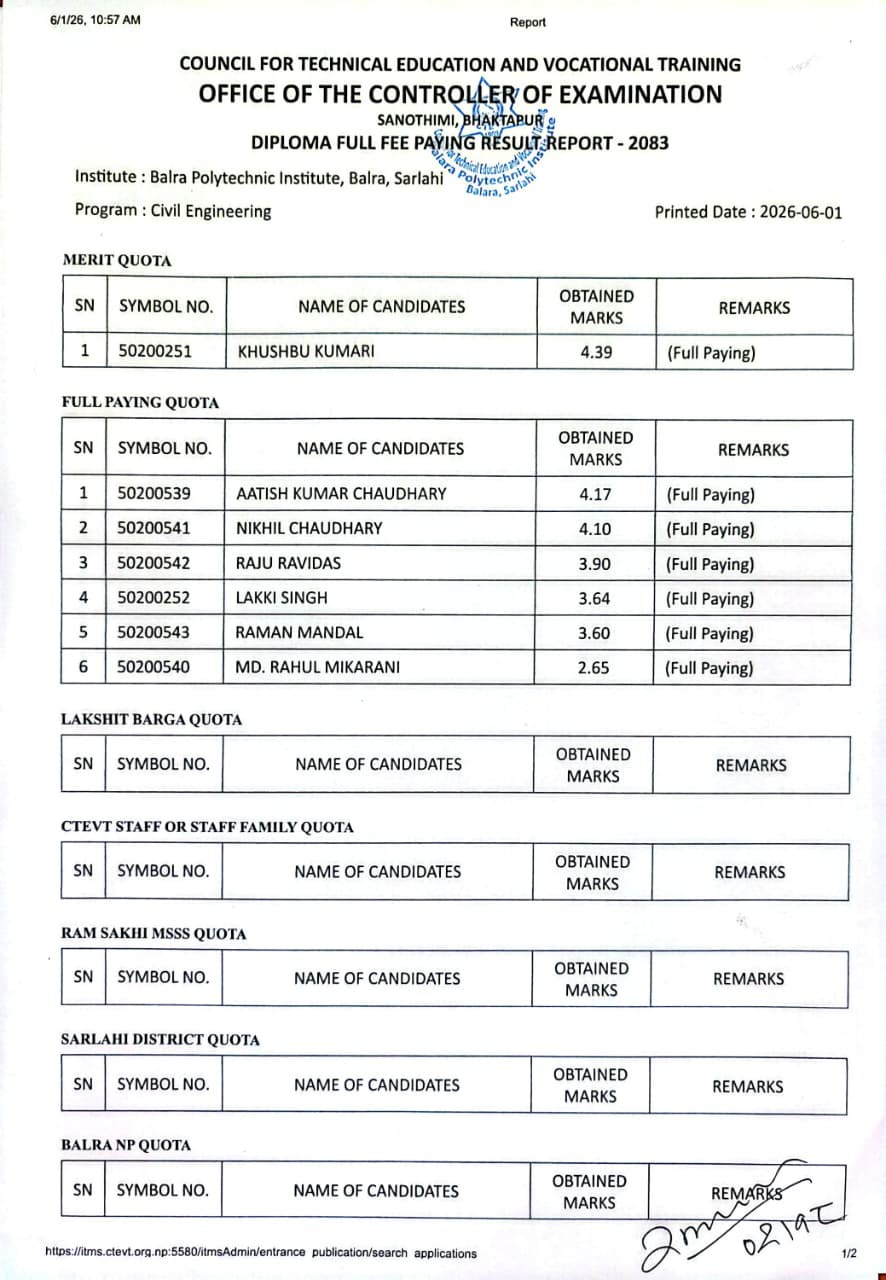 भर्ना  सम्बन्धी सूचना